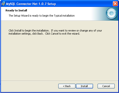 Connector/NET Windows Installer -
                Confirming installation 