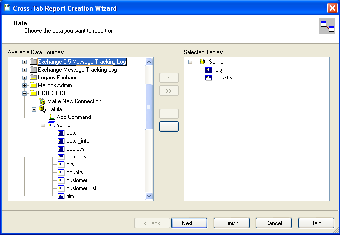 Selecting an tables in Crystal
              Reports